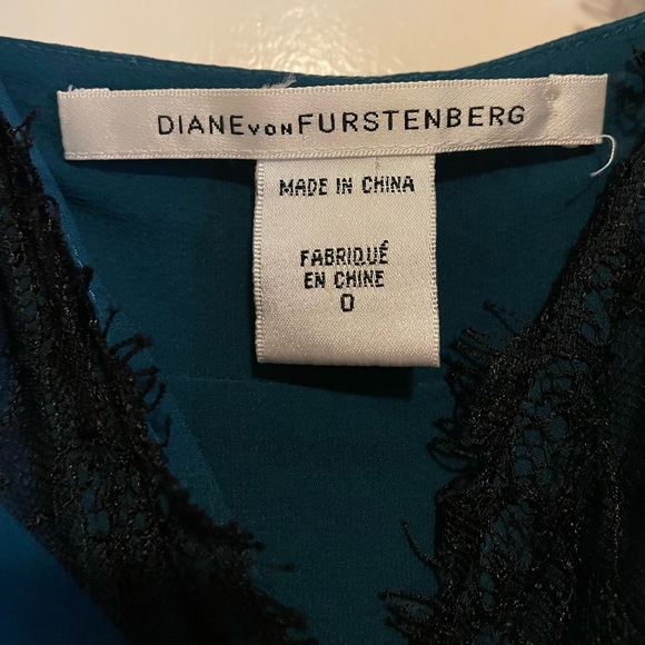 DVF Maire Blue Silk and Lace Slip Dress - Picture 3 of 16